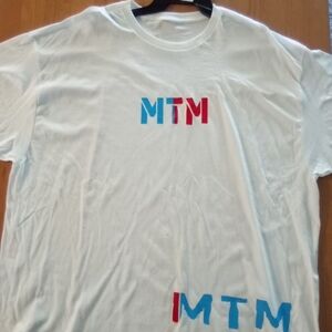 MTM White T-Shirt with Blue and Red Logo